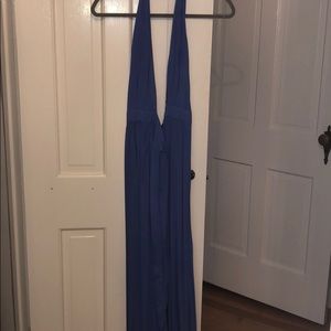 Low cut purple wrap dress